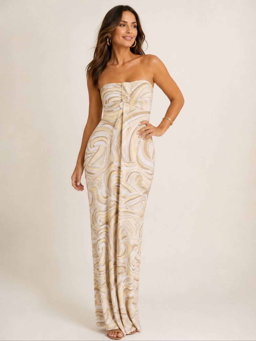 Tommy Bahama Butter Yellow Swirl Max Dress Size Large